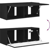vidaXL Tv Wandkast Set 4 st Zwart Bewerkt hout