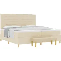 vidaXL Boxspring bed met matras met hoofdeinde Crème 200 x 200 cm Stof