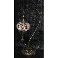 Halay Turkse, handgemaakte, kleurrijke mozaïek tafellamp, oriëntaalse booglamp, E14 nachtlamp, 42 cm hoog