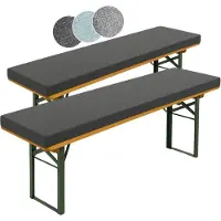 Sleepling bierbankkussen set van 2 - bankkussen 220x25 cm - dik zitkussen voor bierbank - elastische bevestigingslussen - bankkussen buiten en binnen – Made in EU - 220 x 25 x 4 cm - donkergrijs