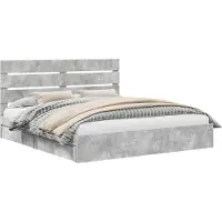 vidaXL Opbergbed met lade Beton Grijs 200 x 200 cm Bewerkt hout