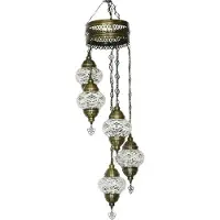 Halay Oosterse mozaiek hanglamp - Doorzichtig - Hoogte 97cm - Breedte 20cm - Diameter bol(len) 13,5cm