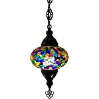 Halay Turkse hanglamp - Handgemaakte mozaïeklamp - Marokkaanse en oriëntaalse lamp - Meerkleurig