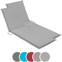 Sleepling Set van 2 ligkussen voor tuinstoel, 190 x 58 cm, kussen voor ligstoel, 6 cm dik, zilver,