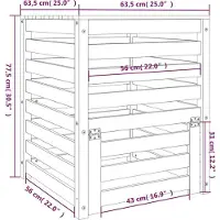 vidaXL Compostbak 63,5x63,5x77,5 cm massief grenenhout