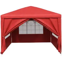 vidaXL Partytent, 400 x 300 x 255 cm, rood, PE en staal