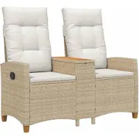 vidaXL Ligbank met Tafel 2 -Seater 126 x 65 x 112 cm poly rattan