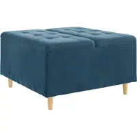 vidaXL Opslagottoman met kussen Blauw 80 x 80 x 45 cm Fluweel