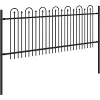 vidaXL Spike Boog Hek DRONTEN 200 x 130 cm Gepoedercoat staal Zwart