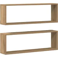 vidaXL Wandplanken Muurmontage 2 st Ambachtelijk Eiken 80 x 15 x 26 cm