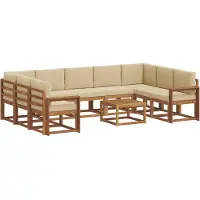 vidaXL Buiten bank set 10 st Natuurlijk en Beige
