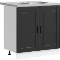 vidaXL Waskompkast Porto 2 st Zwart 80 x 46 x 81,5 cm Bewerkt hout