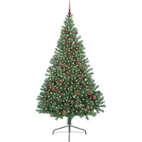 vidaXL Kunststof Voorverlichte Kerstboom met 300 LED Groen 210 cm PVC