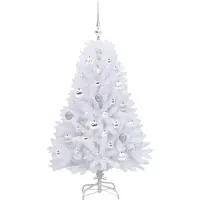 vidaXL Kunstmatige Hinged Kerstboom Wit 120 cm PVC en Staal