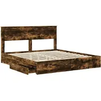 vidaXL Opbergbed met lade Rook Eiken 180 x 200 cm Bewerkt hout