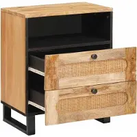 vidaXL Nachtkastje met lade Naturel 50 x 33 x 62 cm Massief Mango Hout