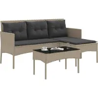 vidaXL Tuinbank Set met kussen 2 pcs poly rattan