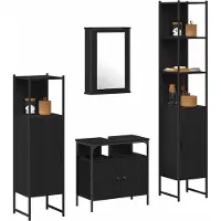 vidaXL Badkamermeubel Set 4 st Zwart Eiken 33 x 33 x 185,5 cm
