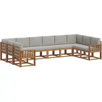 vidaXL Buiten bank set 10 st Natuurlijk en Licht Grijs