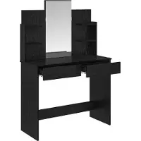 vidaXL Kleedtafel met Spiegel Zwart Eiken 96 x 39 x 142 cm