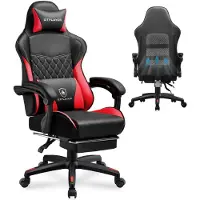 GTPLAYER Gaming Stoel, Gaming Stoel, Ergonomische, in hoogte verstelbare bureaustoel, geschikt voor zowel zomer als winter, met dubbele rugleuning en voetsteun
