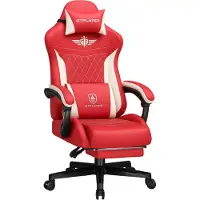 GTPLAYER - Gamingstoel Technische Stof - Met Lendensteun en Verlengde Rug - Rood