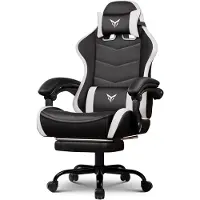 GTPLAYER Gaming Stoel, Kantoelstoel, Ergonomische gamingstoel met voetsteun, verstelbare hoofdsteun en lendensteun, gaming fauteuil, wit