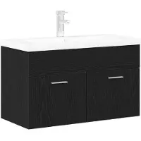 vidaXL Badkamerkast Zwart Eiken 90 x 38,5 x 46 cm Bewerkt hout