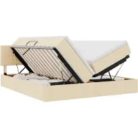 vidaXL LED opbergbed met matras Crème 200 x 200 cm Stof
