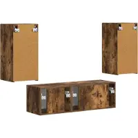 vidaXL Tv Wandkast Set 4 st Gerookt eiken Bewerkt hout
