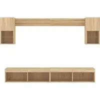 vidaXL 6-delige Tv-wandmeubelset met LED bewerkt hout sonoma eiken