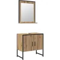 vidaXL Badkamermeubel Set 2 st Bruin Bewerkt hout