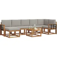 vidaXL Buiten bank set met kussen 8 pcs Natuurlijk en Licht Grijs
