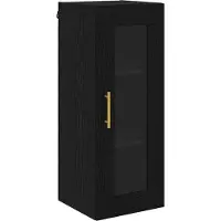 vidaXL Highboard 2 st Zwart Eiken 34,5 x 34 x 180 cm Bewerkt hout