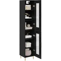 vidaXL Highboard 2 st Zwart Eiken 34,5 x 34 x 180 cm Bewerkt hout