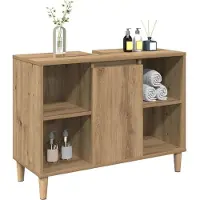 vidaXL Wastafelkast 80x33x60 cm bewerkt hout artisanaal eikenkleur