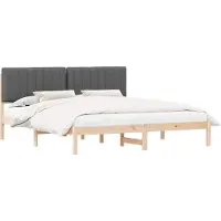 vidaXL Bedframe met Gevoerde Hoofdbord Donkergrijs 180 x 200 cm