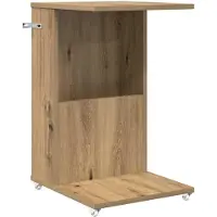 vidaXL Bijzettafel met wiel Artisan Eiken 40 x 35 x 60 cm Bewerkt hout