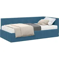vidaXL Hoekbedframe met Matras 2 st Blauw 90 x 190 cm Fluweel