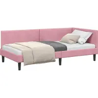 vidaXL Hoekbed met hoofdeinde, roze, 80 cm x 200 cm, fluweel