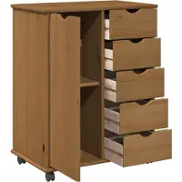 vidaXL Rollende kast Honing bruin 63,5 x 39 x 79 cm Massief vurenhout