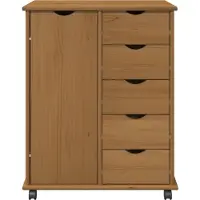 vidaXL Rollende kast 63,5 x 39 x 79 cm Massief vurenhout Honing bruin