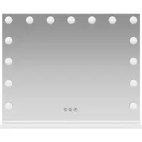 vidaXL - LED - Vanity - Spiegel - Wit - 58 - x - 10 - x - 47 - cm - Glas - en - Staal
