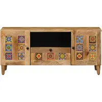 vidaXL TV Kast met lade Naturel 105 x 33,5 x 46 cm Massief Mango Hout