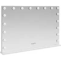 vidaXL LED Vanity Spiegel Wit 80 x 10 x 52,5 cm Glas en Staal