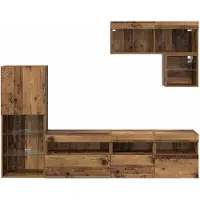 vidaXL TV Wandmeubels 6 st Oudhout Bewerkt hout