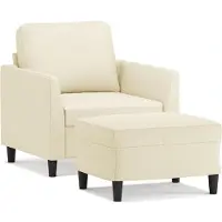vidaXL Fauteuil met voetenbank 60 cm kunstleer crèmekleurig
