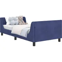 vidaXL Kinderen bedframe met hoofdboard Politieblauw 90 x 200 cm