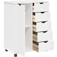 vidaXL Rollende kast met wiel Wit 63,5 x 39 x 79 cm Massief vurenhout