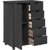 vidaXL Rollende kast Grijs 63,5 x 39 x 79 cm Massief vurenhout